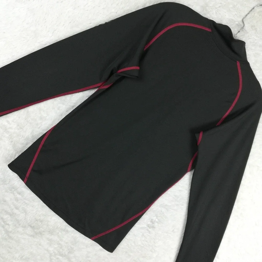 The North Face Mens Shirt 1/4 Zip  Raglan Sleeve Black Red‎ Trim Baselayer S